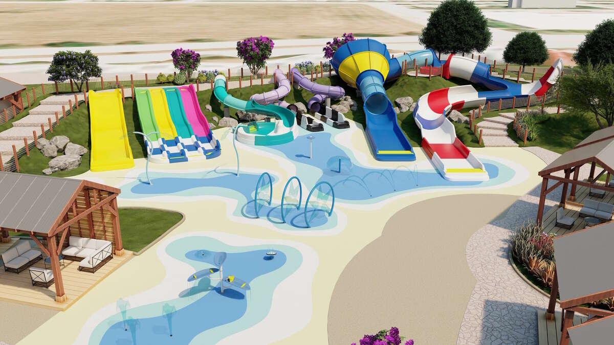 This rendering shows the plan for Typhoon Junior, a water park inside Typhoon Texas designed for younger children.