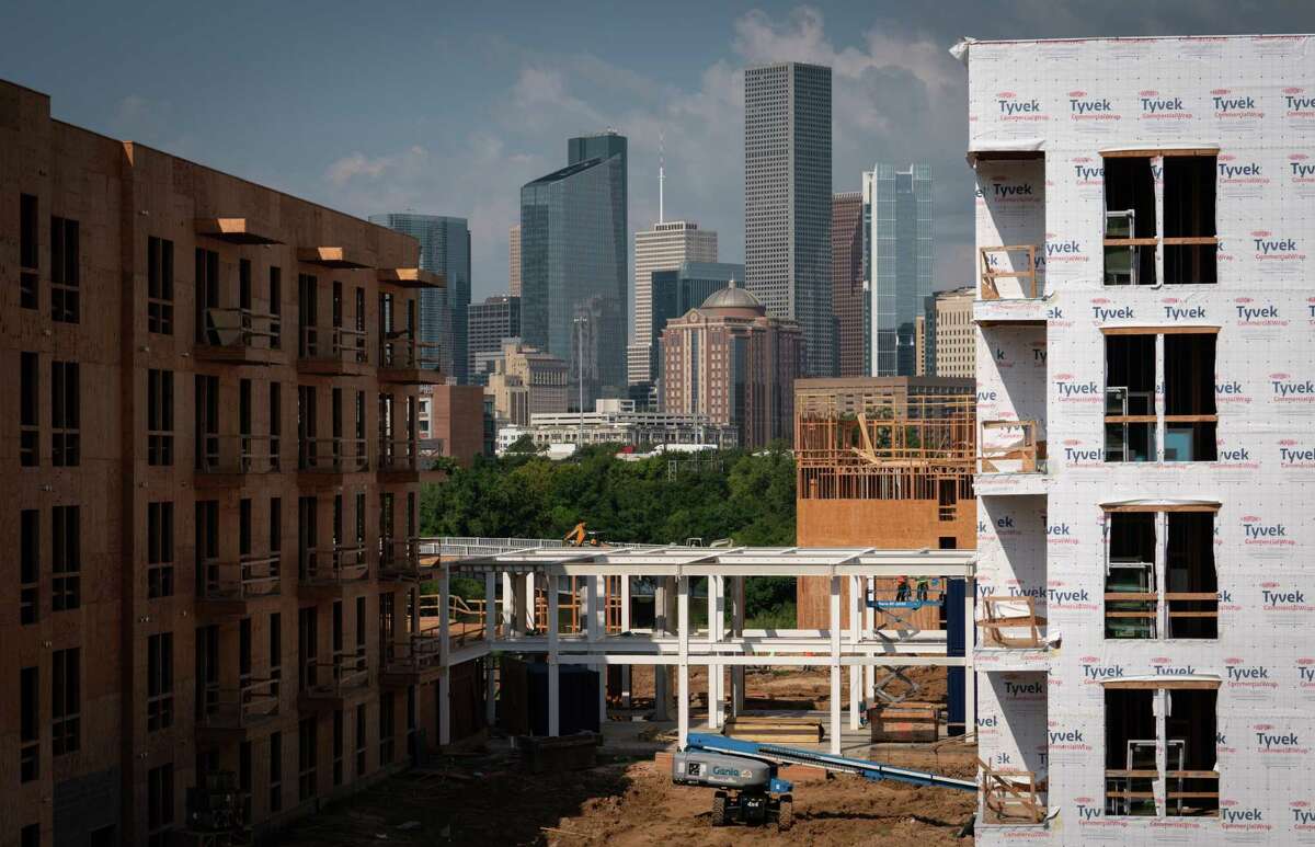 Construction continues on the East River mixed-use development Thursday, Sept. 8, 2022, in Houston.