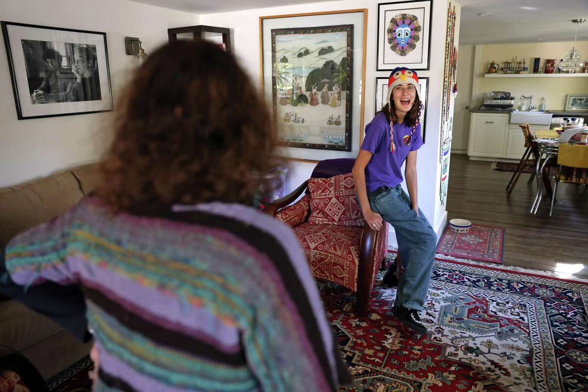 Minna Stess, a 16-year-old Olympic hopeful skateboarder, enjoys time with her grandmother, Ina, who lives in a basement apartment at her family’s home in Petaluma, Calif., on Tuesday, September 27, 2022.