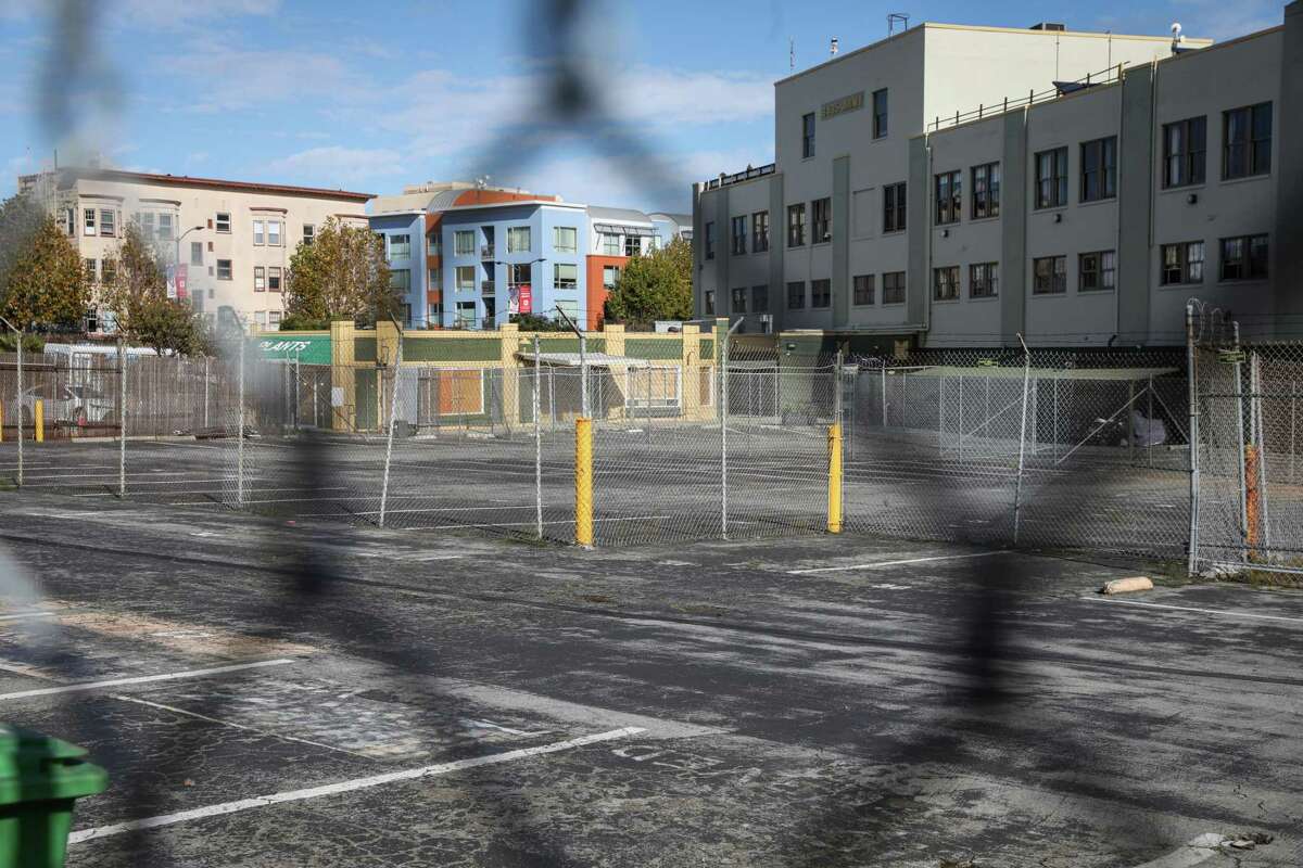 A one-acre parking lot for future housing can be seen in San Francisco’s Mission district.