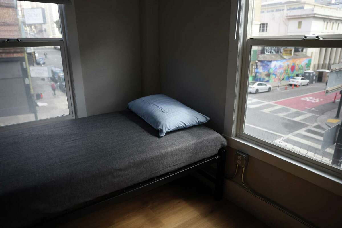 A second floor room at The Garland, a supportive housing site in the Tenderloin in San Francisco.