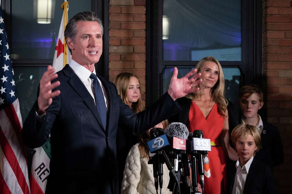 Governor Newsom holds a press conference on election night at the Citizen Hotel in downtown Sacramento, Calif. on November 8, 2022.