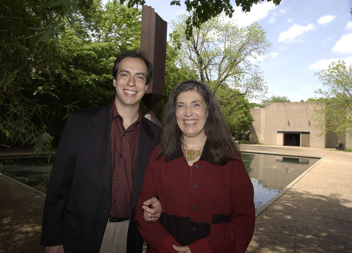 Christopher Rothko and his sister, Kate Rothko Prizel , children of artist Mark Rothko, met Sunday afternoon at the Rothko Chapel in Houston to mark the 40th anniversary of the art landmark. Photo by Steve Ueckert / Chronicle