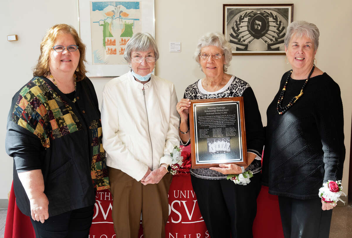 Graduates from the School of Nursing Class of 1966 at Southern Illinois University Edwardsville have led a fundraising campaign to fully endow the Nursing Heritage Scholarship Endowment, a scholarship for traditional nursing students in perpetuity. From left are Judy Liesveld, Mary Anne Werhle, Sharon Grider and Lynn Ward.