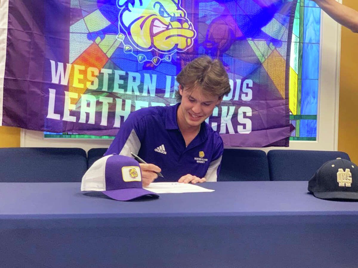 Father McGivney's Jackson Rodgers signed to pitch for Western Illinois University on Wednesday. 