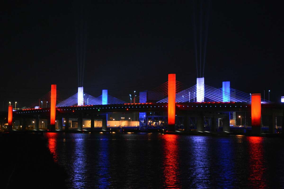 The Pearl Harbor Memorial Bridge in New Haven, Conn., will be illuminated in red, white and blue in recognition of Veterans Day. 