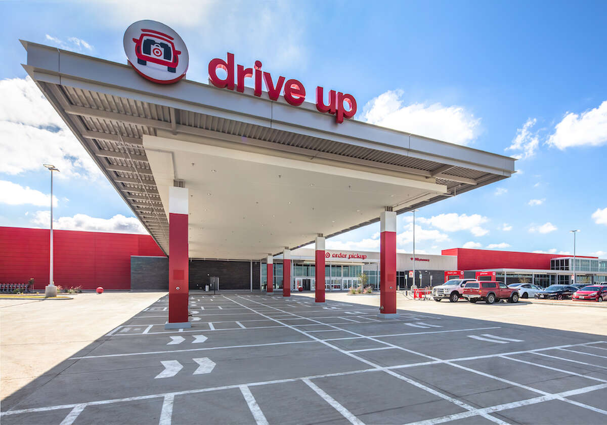 An outdoor drive-up awning for online pickup orders at the Target in Katy.