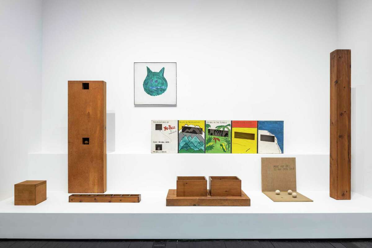 Installation view of Walter De Maria's "Boxes for Meaningless Work."