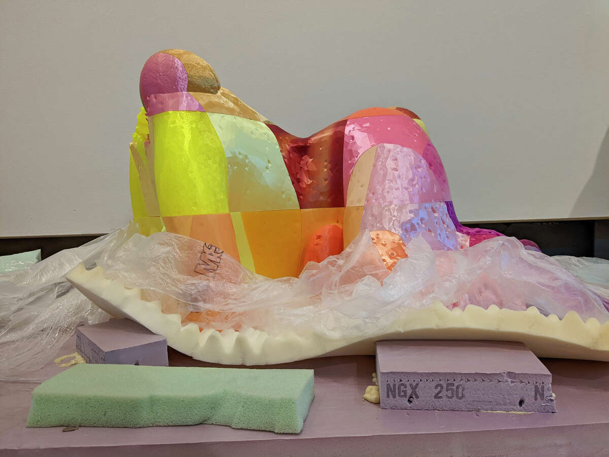 "Nostalgia for a Near Future," a 3-D printed sculpture by Gracelee Lawrence, waits to be installed on Nov. 10, 2022 at Opalka Gallery in Albany, N.Y. Lawrence's work can be seen in "Some Bodies," running now through Jan. 7, 2023. (Katherine Kiessling/Times Union)