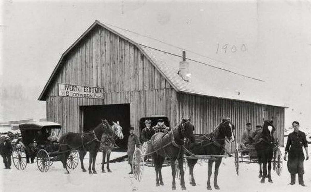 Livery and Feed Barn in Honor in 1900, owned by W.S. Robinson. 