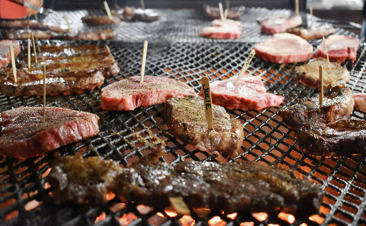 A full grill at the Santa Maria Elks Lodge's "Cook Your Own" Friday, which has become the place in California to find Santa Maria-style barbecue done right. 