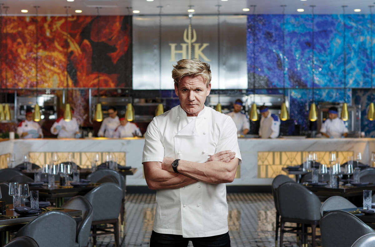 Chef Gordon Ramsay poses inside Hell's Kitchen Las Vegas. 