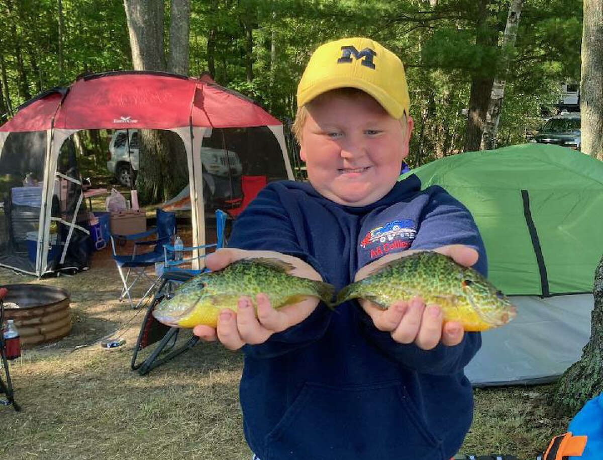 Mason Armstrong, 8, of Baldwin, had success catching sunfish during the fall season.