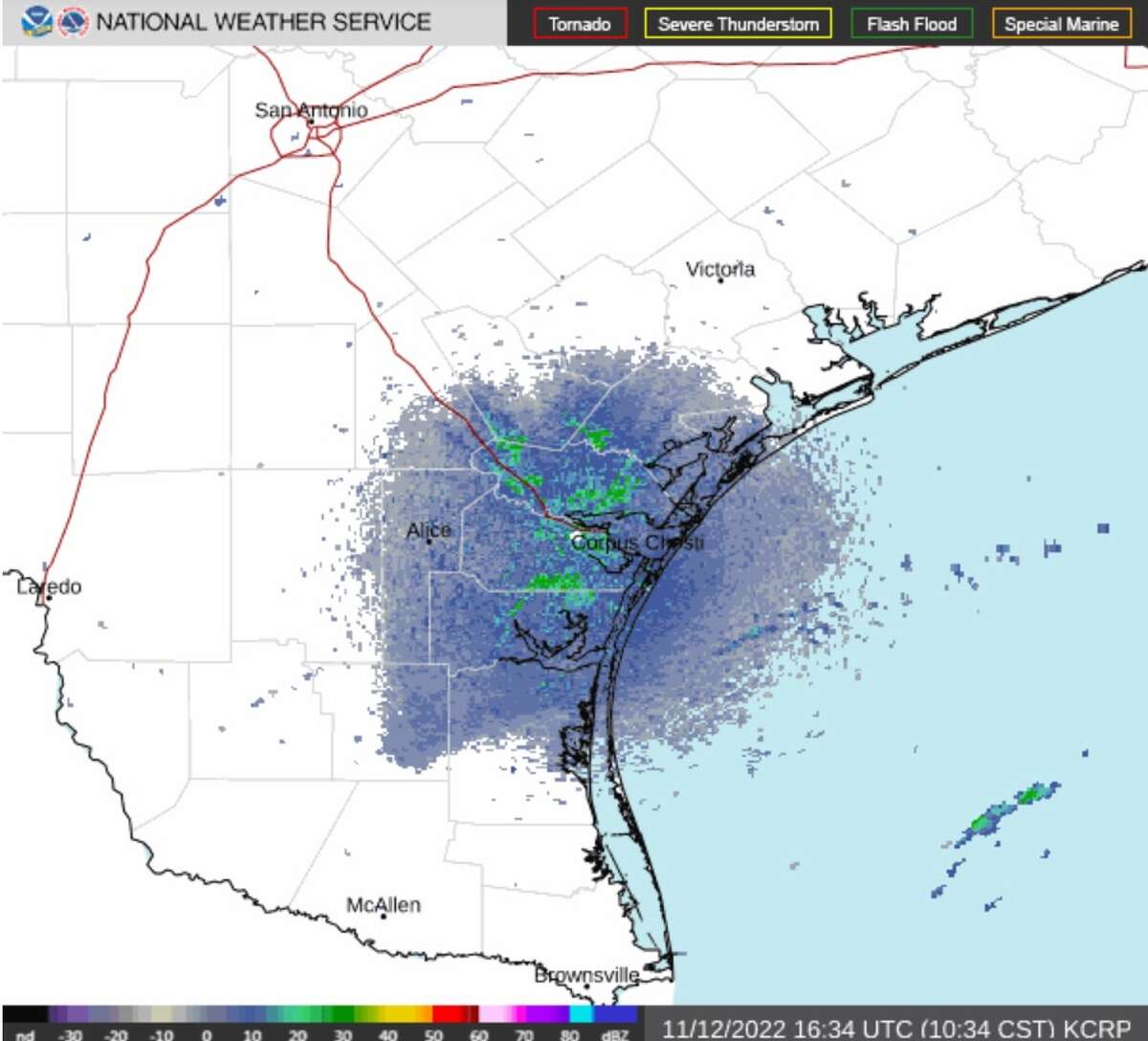 A cold front is shown in Texas on Saturday, Nov. 12.