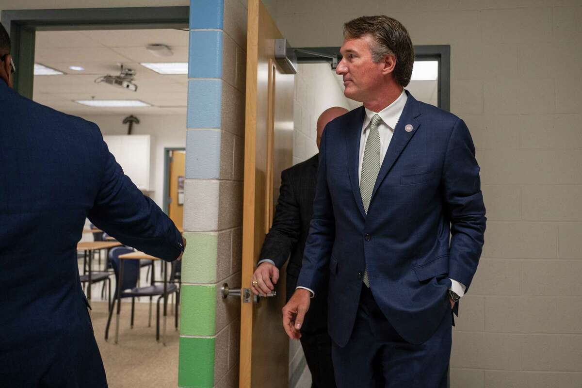 Virginia Gov. Glenn Youngkin is seen during a tour of Colonial Forge High School in Stafford, VA, on September 01, 2022.