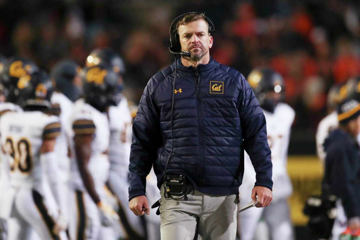 California head coach Justin Wilcox walks along the sideslines during the first half of an NCAA college football game against Oregon State on Saturday, Nov 12, 2022, in Corvallis, Ore. (AP Photo/Amanda Loman)