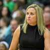 Albany head coach Colleen Mullen is seen during an NCAA basketball game Sunday, Nov. 13, 2022, in Loudonville, N.Y.