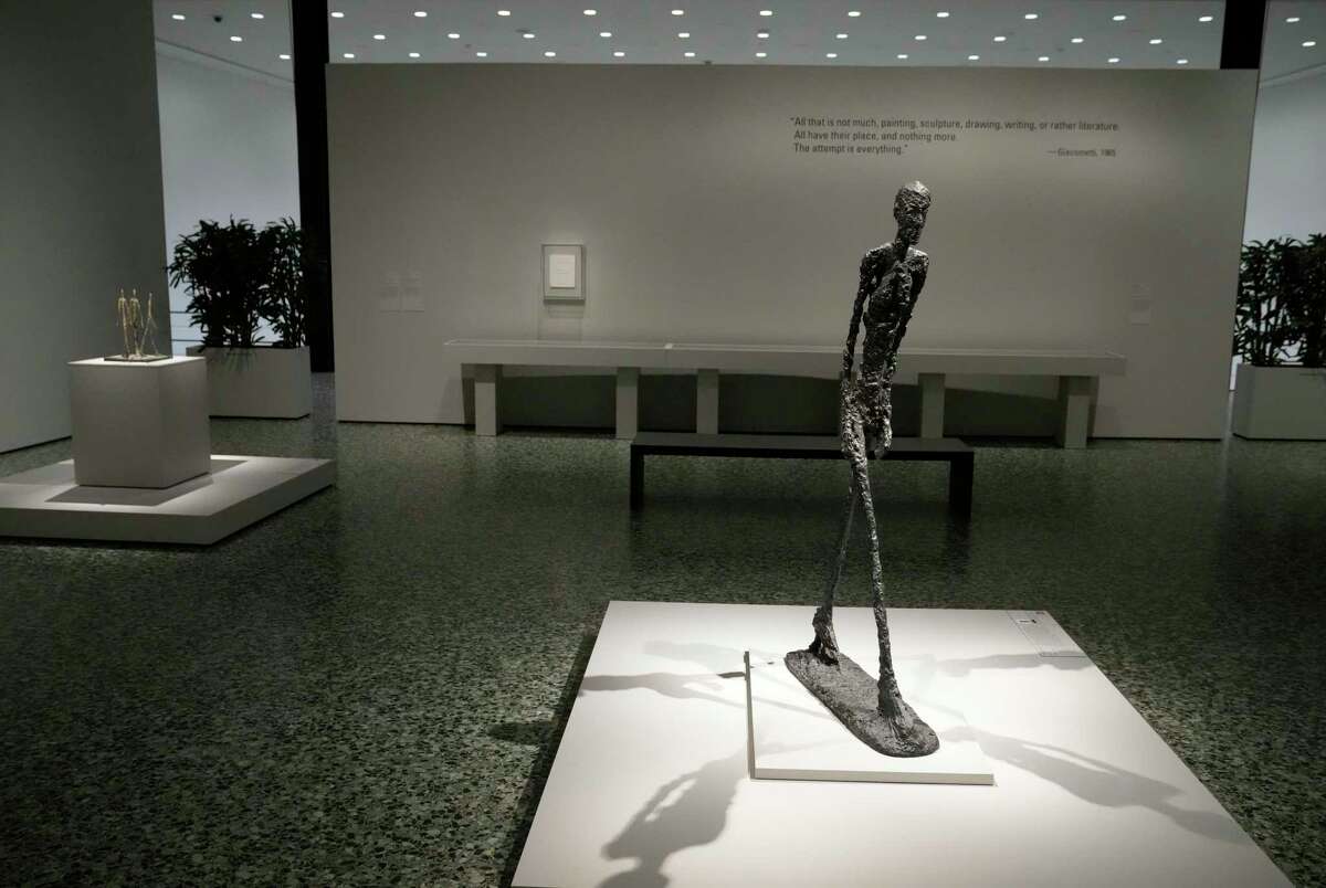 Walking Man I is shown in the exhibit “Alberto Giacometti: Toward the Ultimate Figure” at the Museum of Fine Arts, Houston Thursday, Nov. 10, 2022, in Houston.