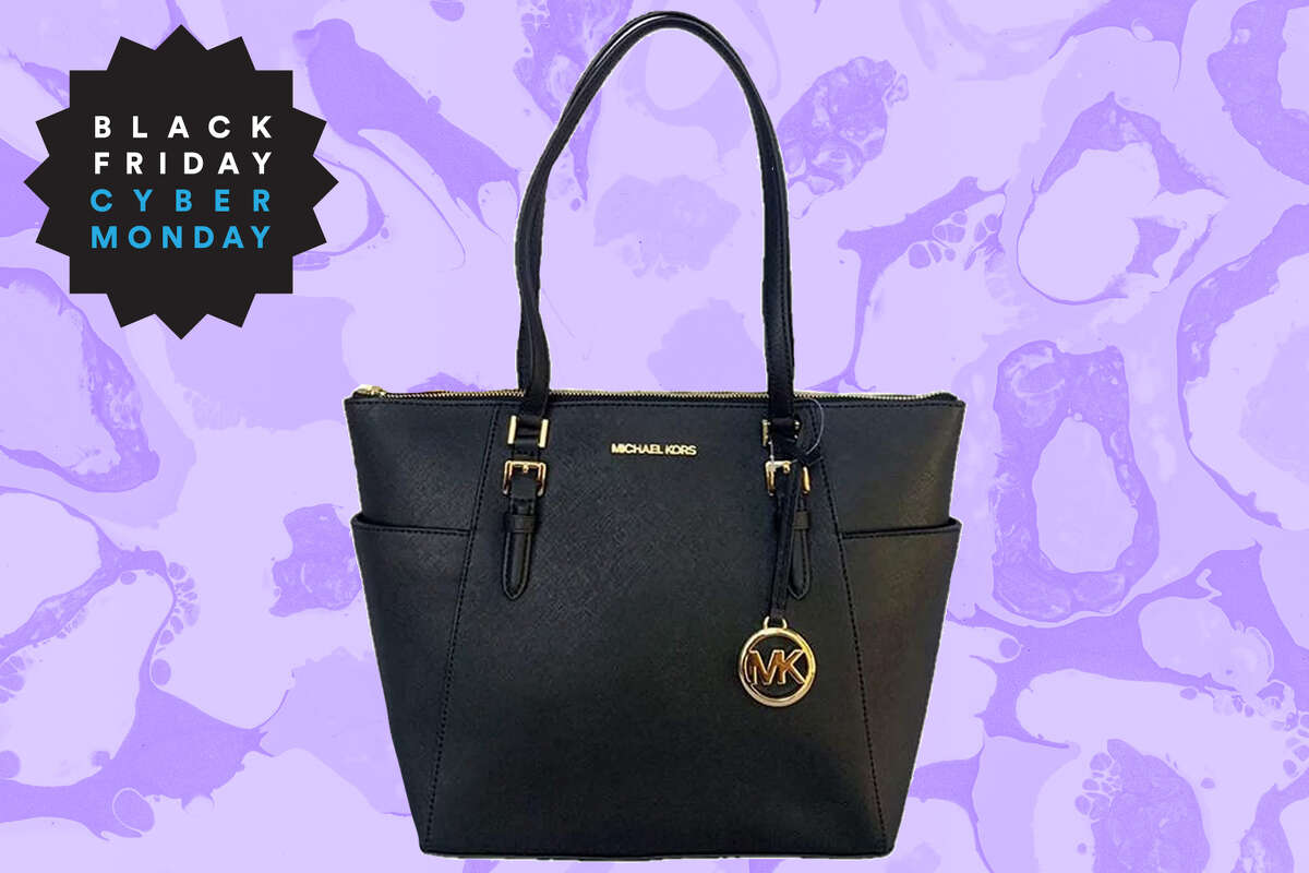 MICHAEL Michael Kors Jet Set EastWest Leather Tote Bag BlackGold at John  Lewis  Partners