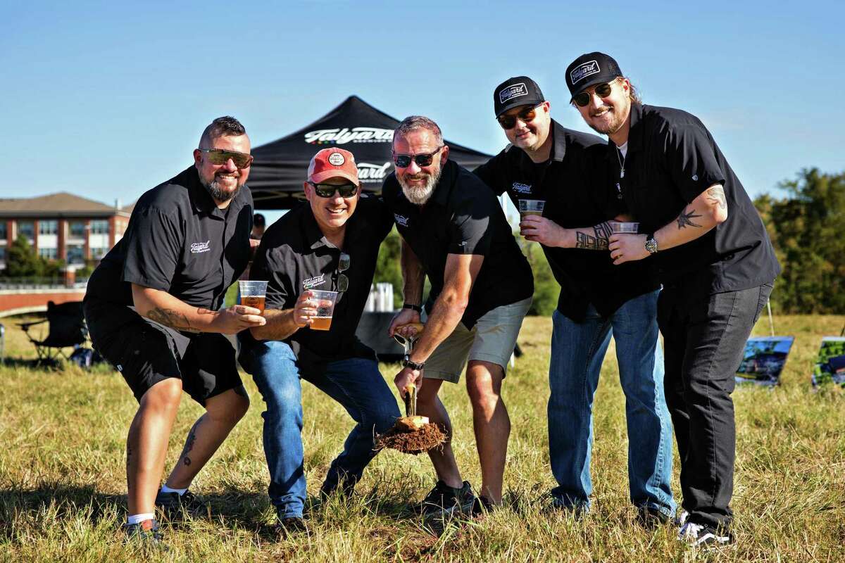 Officially breaking ground Nov. 5 on Talyard Brewing Co. in Imperial are, from left, Talyard chef Brad Pitre; owning principals Chuck Laughter and Keith Teague; Chris Kalinec, vice president of operations and development; and Sean Maloney, brew master.