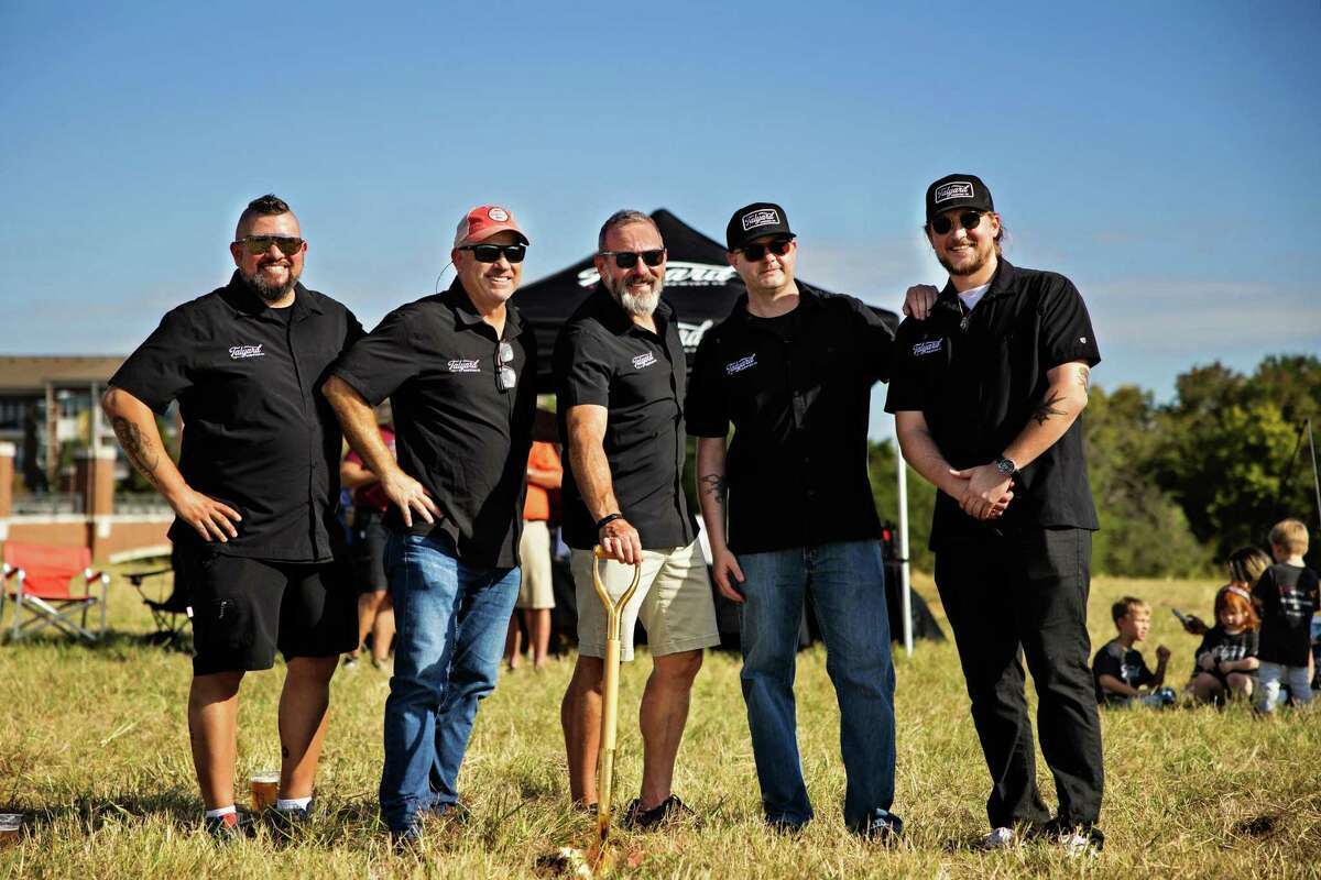 Talyard Brewing Co. in Imperial officially broke ground Nov. 5. Shown here, from left, are Talyard chef Brad Pitre; owning principals Chuck Laughter and Keith Teague; Chris Kalinec, vice president of operations and development; and Sean Maloney, brew master.