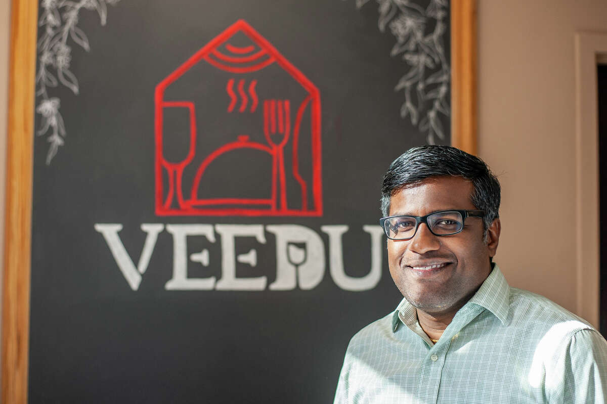 Midland resident Selvan Alphonse, co-owner of Indian restaurant Veedu, poses in the new restaurant on Nov. 9, 2022 in Midland. The restaurant is aiming to open in the first week of December.