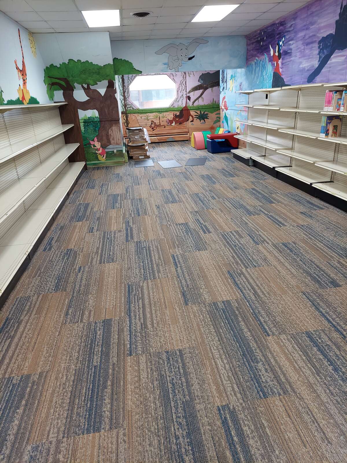 The new childrens' room, looks bright and comforting for children visiting the library.   