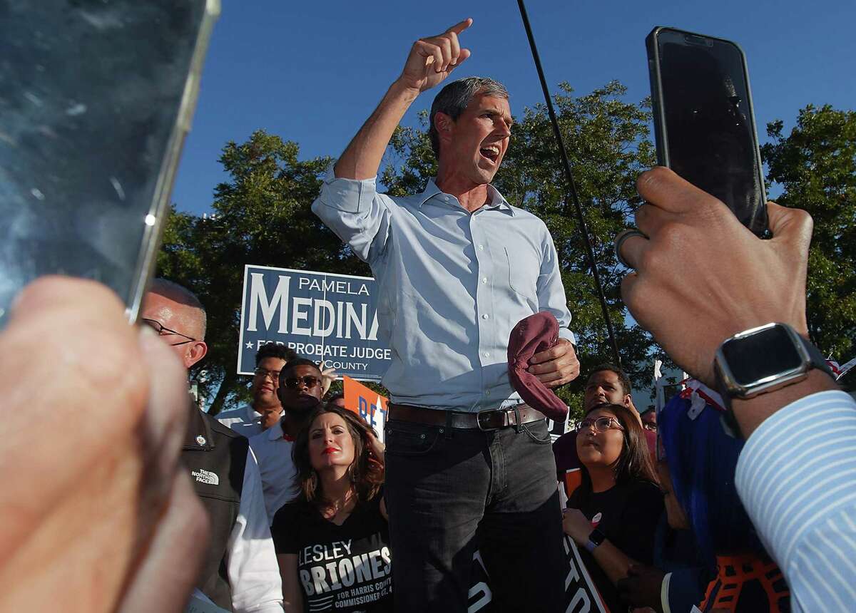 Texas Democratic candidate Beto O’Rourke speaks during a rally outside of the West Gray Recreational Area on Tuesday, Nov. 8, 2022 in Houston.