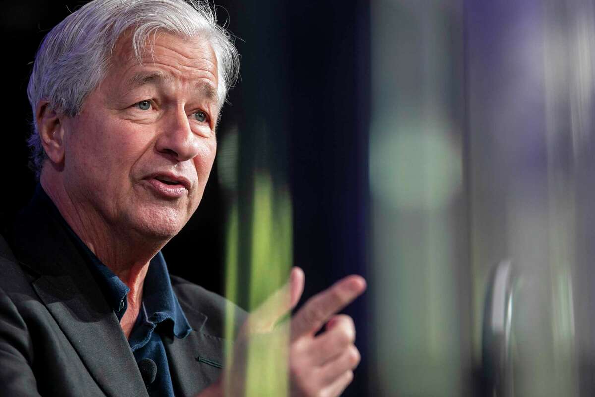 Jamie Dimon, chairman and CEO of JPMorgan Chase & Co., answers questions during a luncheon Tuesday at the Witte Museum.