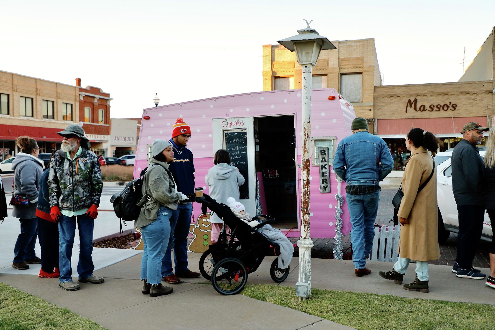 Christmas tree lighting rings in holidays in downtown Plainview