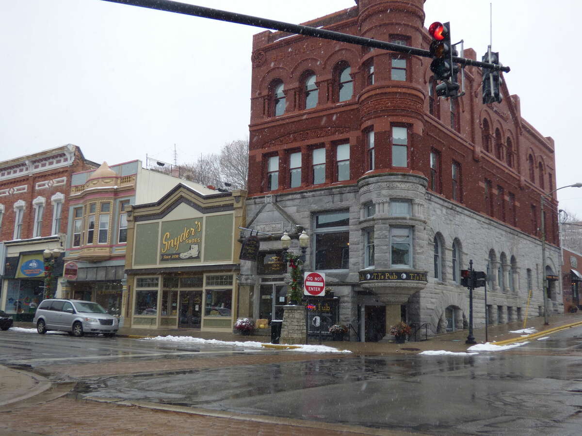 Downtown Manistee gets blanketed by snow on Nov. 15.