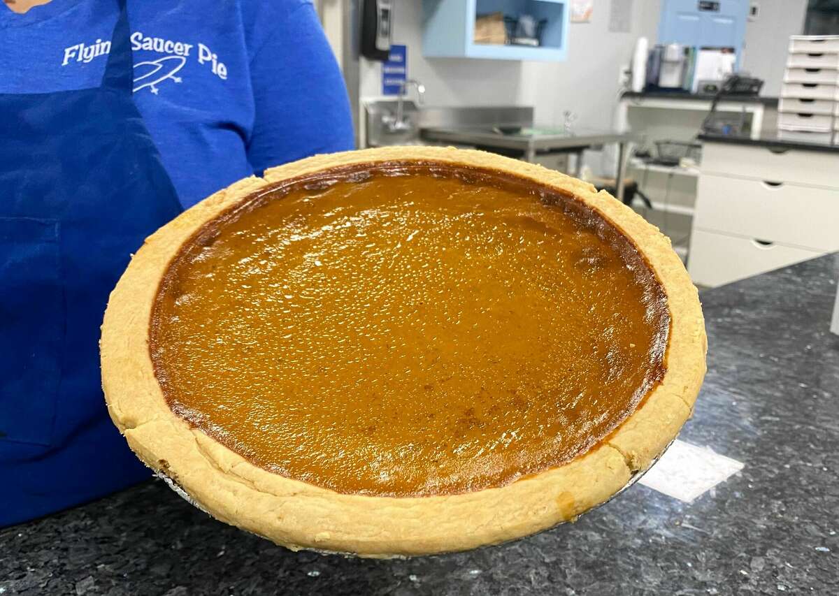 Flying Saucer's Classic Pumpkin Pie is a Thanksgiving favorite.