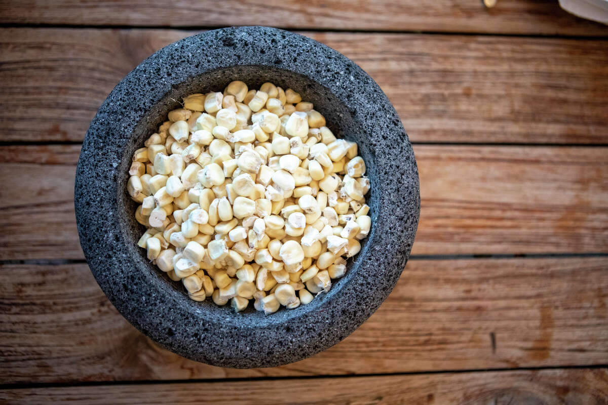 Dried corn is a key ingredient for the pozole recipe at Bombera in Oakland. 