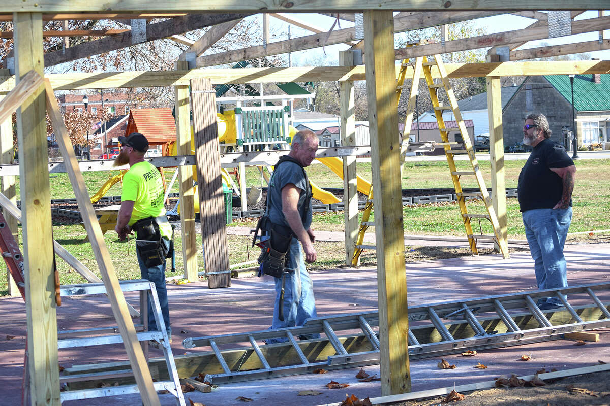 Meredosia is continuing the expansion of its Boyd Park with a pavilion that should be finished this week.