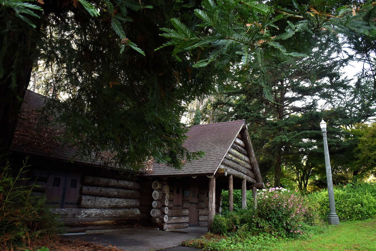The Pioneer Log Cabin in Golden Gate Park was constructed in 1911 as a meeting house for the Association of Pioneer Women of California.