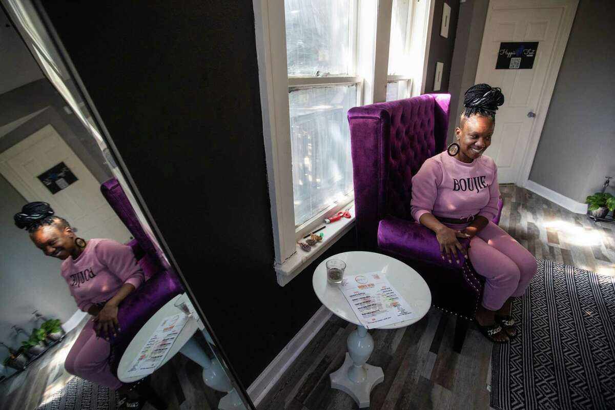etc HTX Manor co-owner Tiffeny Wilson, 39, on the second floor of etc HTX Manor where The Beauty Bar offers clients different self-care services, Sunday, Nov. 13, 2022, in Houston.