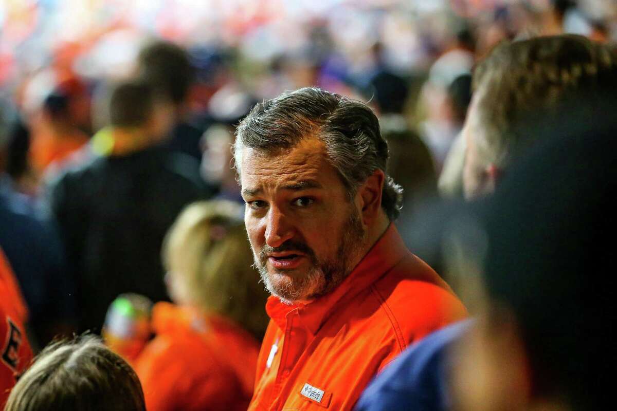 Ted Cruz watches Game 6 of the World Series at Minute Maid Park on Saturday, Nov. 5, 2022, in Houston.