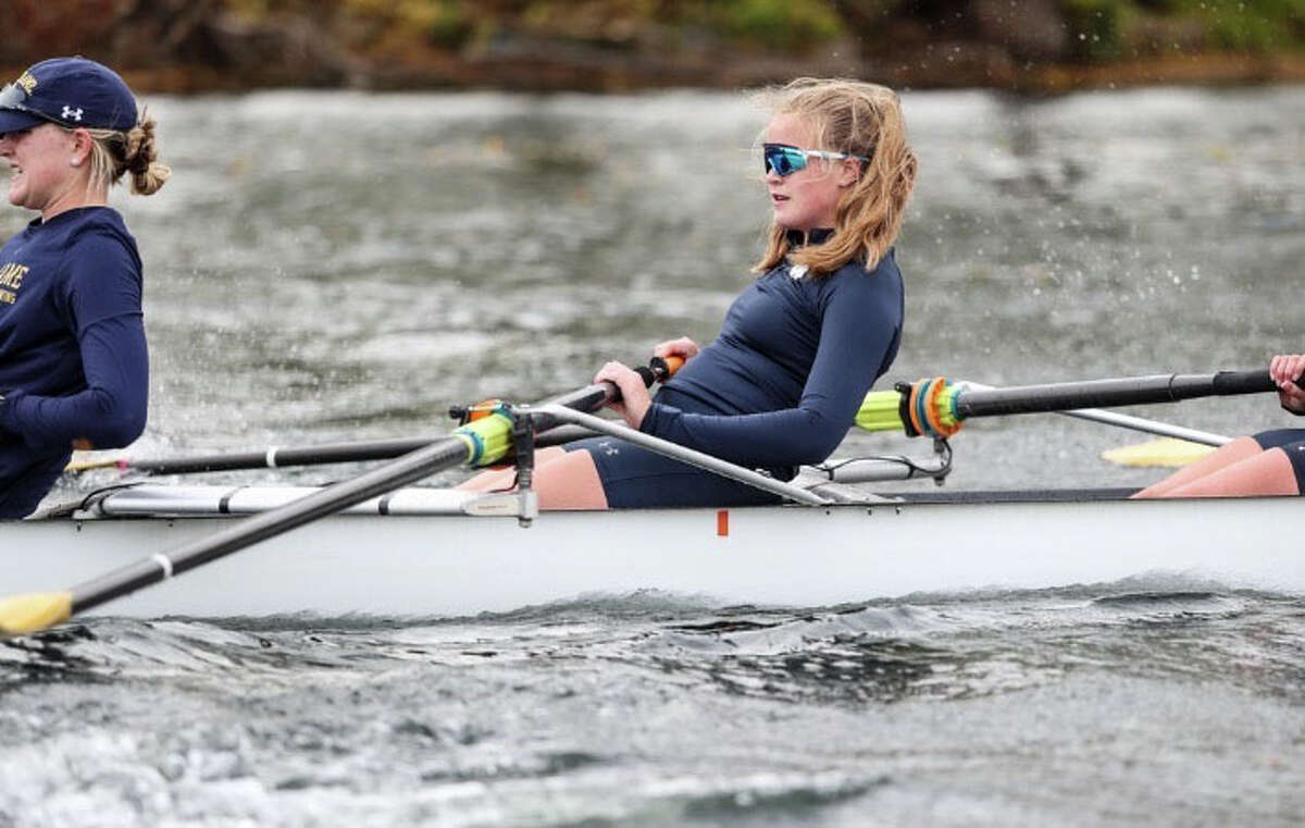 Midland High alum Natalie Hoefer works out with Notre Dame's women's rowing team in this undated photo.