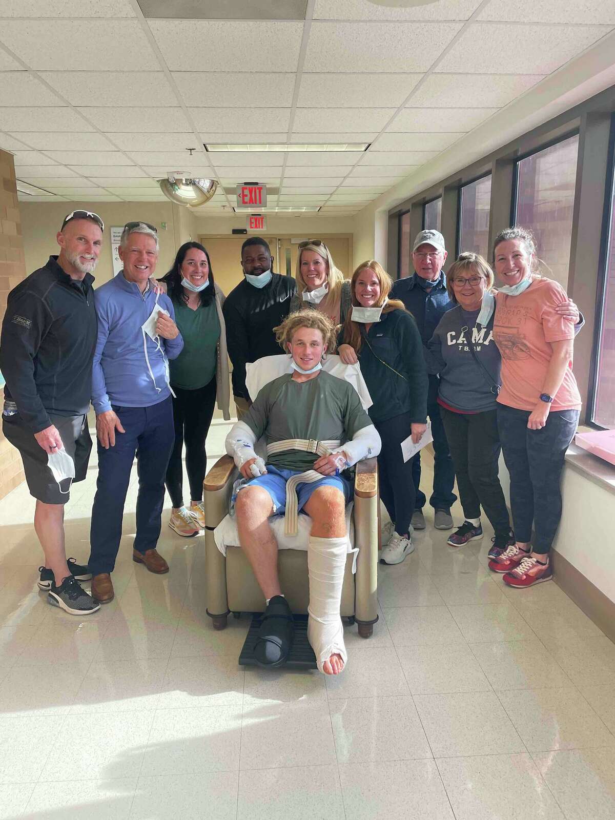 The New Braunfels Unicorns starting quarterback is recovering from an incident where he fell from a pole after being electrocuted.