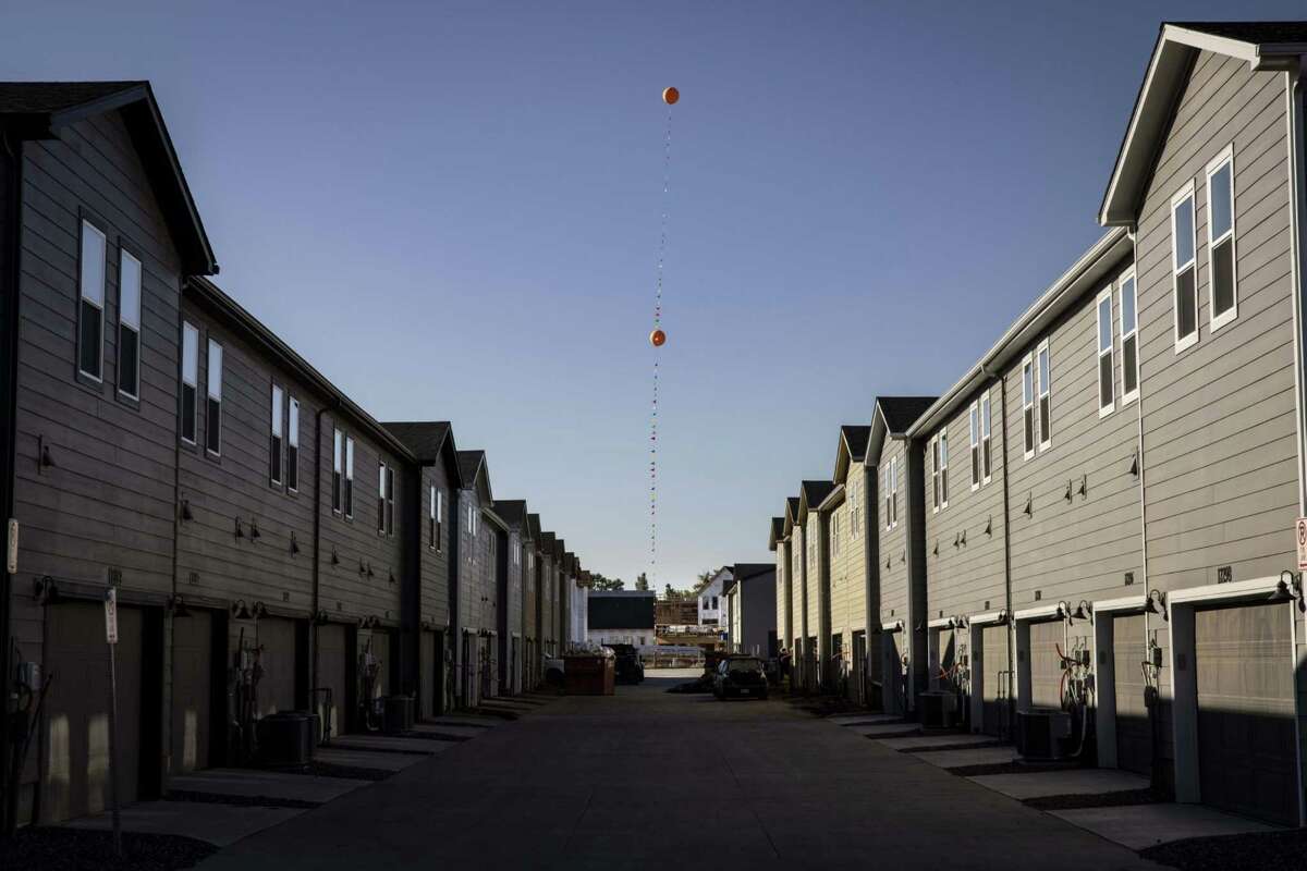 Homes under construction at a new development in Thornton, Colorado, on Oct. 10, 2022.
