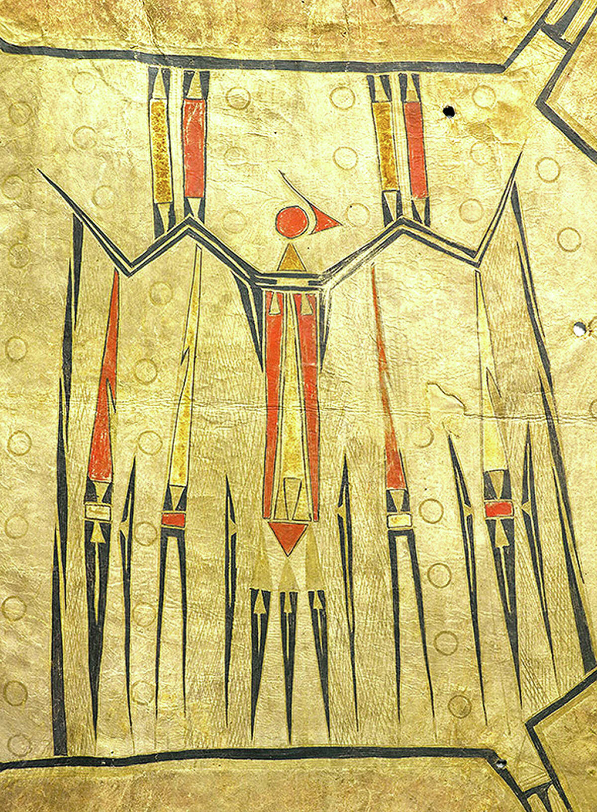 One of the best examples of the tribes’ hide-painting tradition is an 18th-century ceremonial robe featuring an iconic image of a thunderbird, now in the collection of the Musée du Quai Branly-Jacques Chirac in Paris.