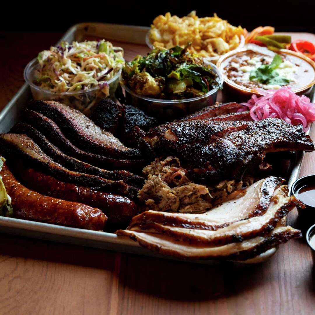 The Texas Trinity with smoked turkey breast and duroc pulled pork at Truth BBQ.