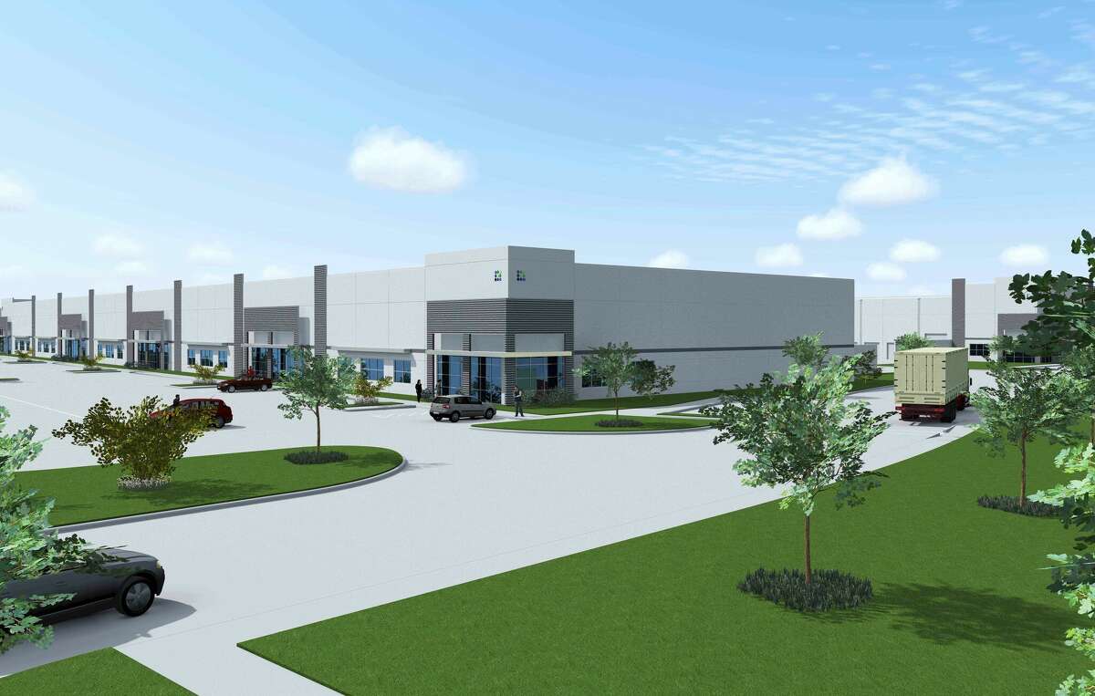 Levey Logistics Park, a project of Levey Group near the intersection of South Sam Houston Parkway and Almeda School Road in Pearland, is expected to break ground in the fourth quarter of 2023. A preliminary rendering is shown.