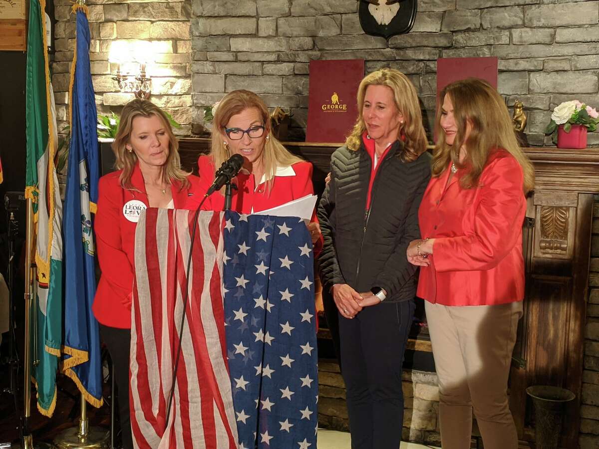Greenwich Republican Town Committee leadership, from left, Treasurer Cheryl Resnick, Chair Beth MacGillivray, Vice Chair Jane Sprung and Secretary Gail Lauridsen delivered the bad news to supporters on Election Night. 