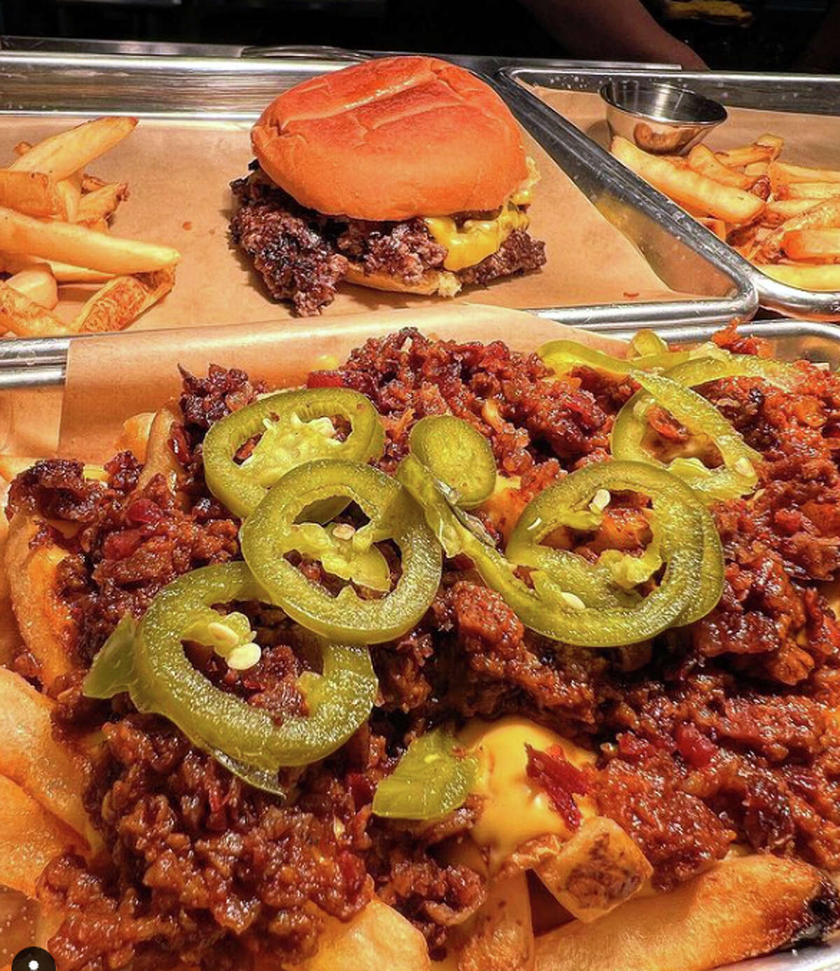 Loaded fries and a burger from Summer Camp