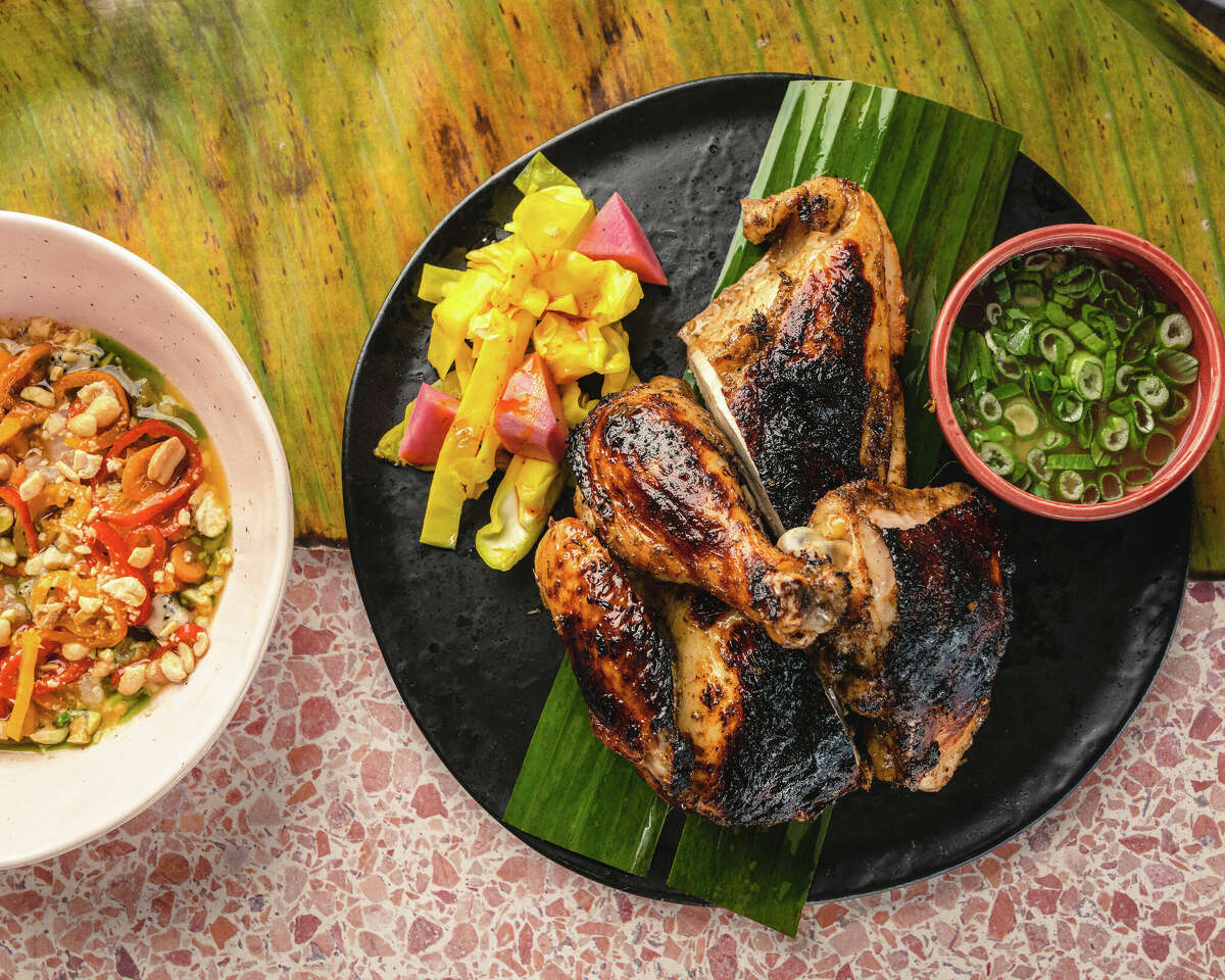 Jerk chicken at East Austin Caribbean restaurant Canje, whose Tavel Bristol-Joseph is a semifinalist in the Best Chef: Texas category at the 2023 James Beard Awards.