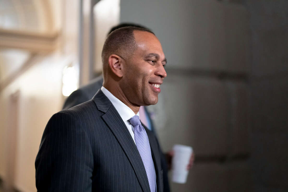 House Democratic Caucus Chair Hakeem Jeffries, D-N.Y., arrives to meet with his fellow Democrats, at the Capitol in Washington, Thursday, Nov. 17, 2022. After announcing his bid to be the next Democratic leader on Friday, Jeffries received support from most of the state's Congressional delegation. 