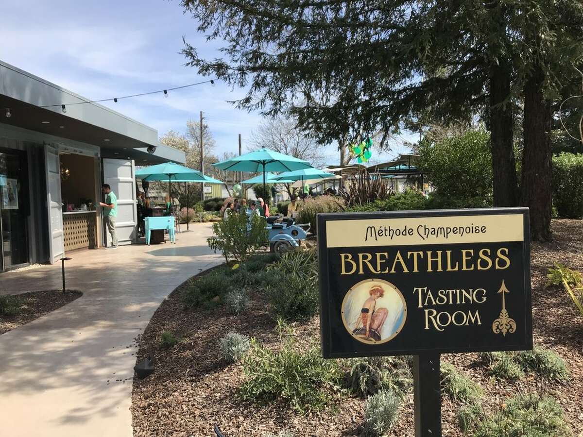 Exterior of the patio at Breathless Wines in Healdsburg.