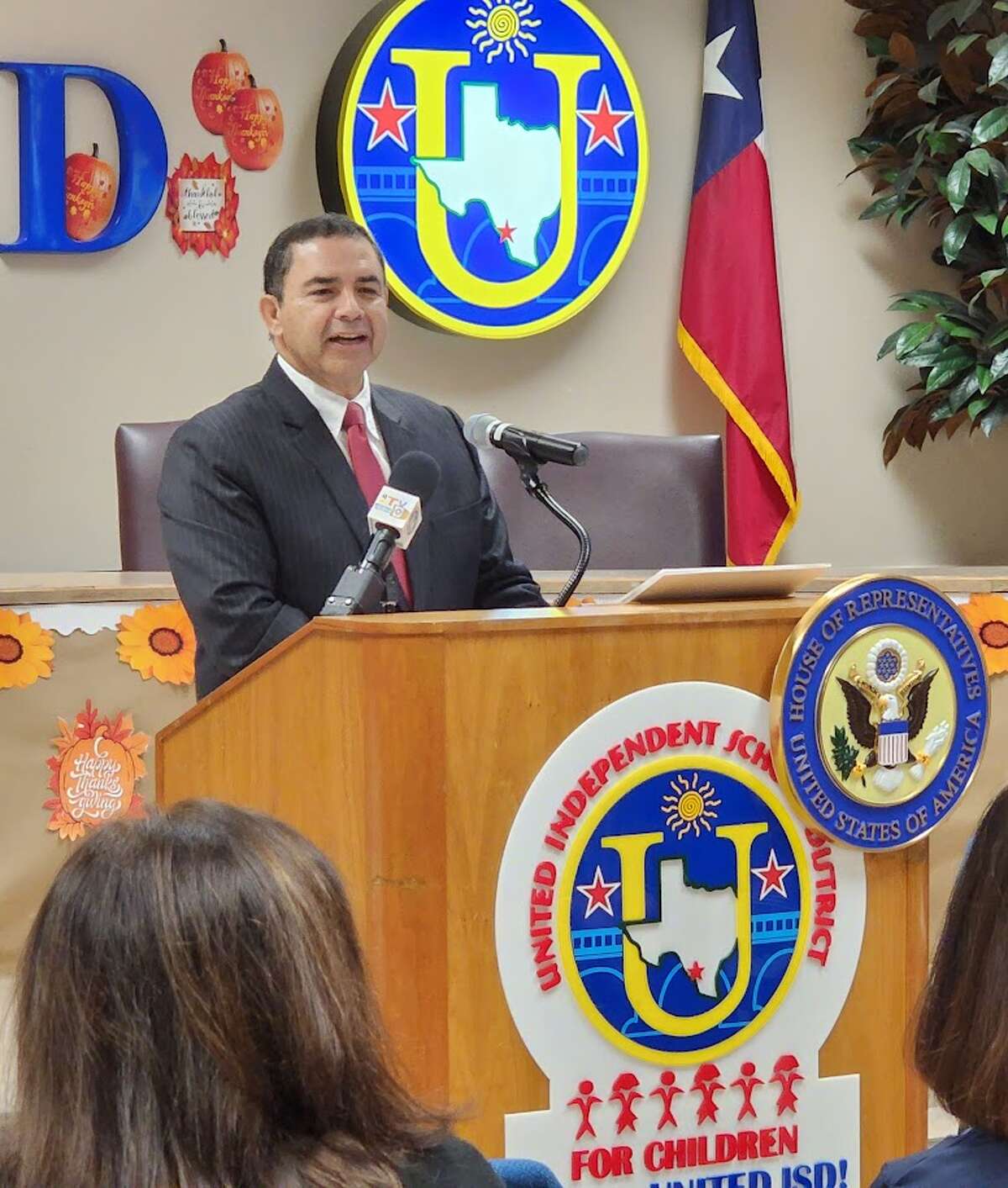 Rep. Henry Cuellar speaks at a press conference Friday, Nov. 18 announcing $10.3 million in funding for Laredo school districts to address the digital divide.
