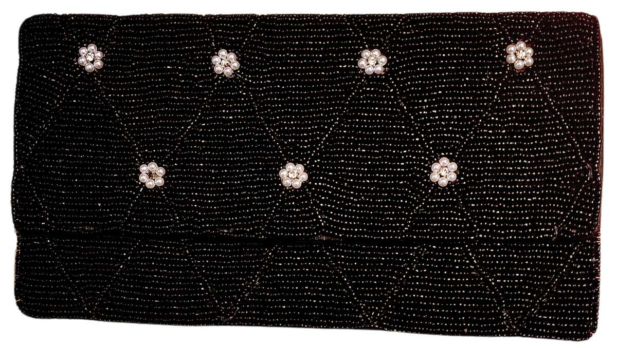 Hampton Black Beaded Evening Clutch Bag